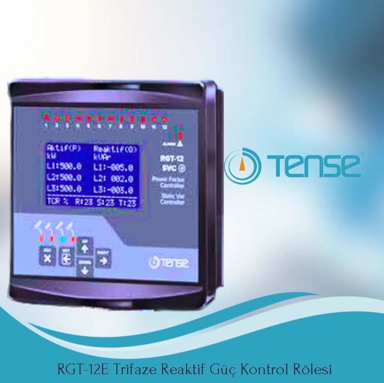 RGT-12E 12 Kademe, Grafik LCD Ekranlı Trifaze Reaktif Güç Kontrol Rölesi